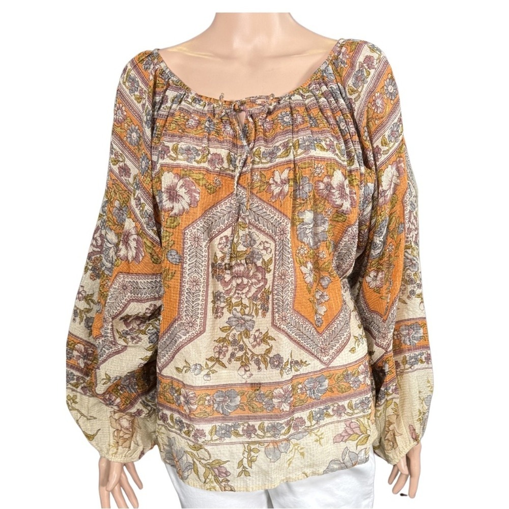 Mes Demoiselles Paris Boho Sheer Floral Peasant Blouse – Size M (FR 40)
